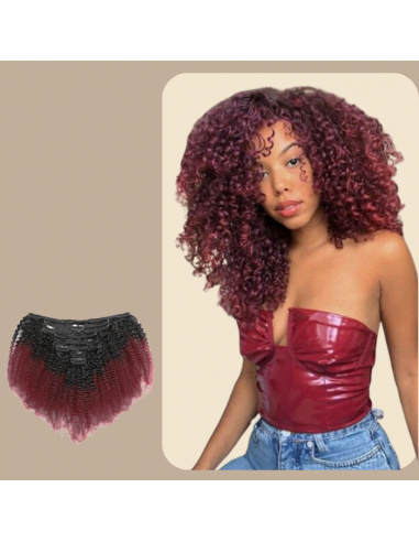 Afro Curly Ombre Marrón Oscuro Clip-In Extensiones Kit 99J 120 gr chez Cornerstreet bien 