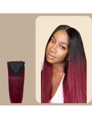 Kit de Extensiones Rectas Ombre Marrón Oscuro Clips 99J 120 gr Amélioration de cerveau avec