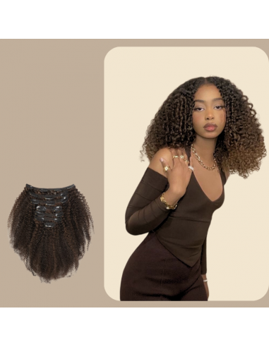 Kit de extensiones con clip Afro Curly Chocolate 120g paiement sécurisé