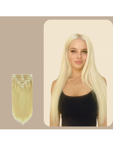 Kit de extensiones clip-on rubio liso platino sélection de produits