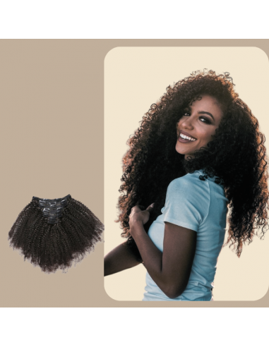 Kit de extensiones con clip Afro Curly Brown 120g Livraison rapide