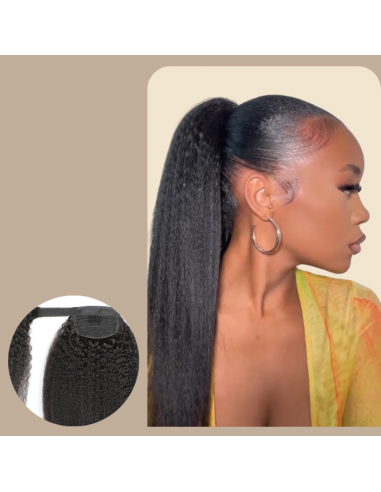 Ponytail Cinta Mágica Castaño Oscuro Pelo Remy Kinky Straight une grave pollution 