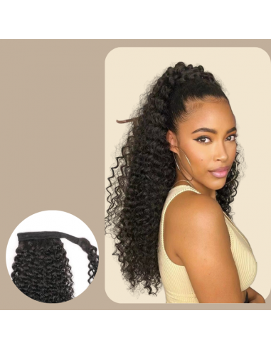 Rabo de cavalo Castanho Escuro Magic Ribbon Cabelo Remy Kinky Curly pas cher chine