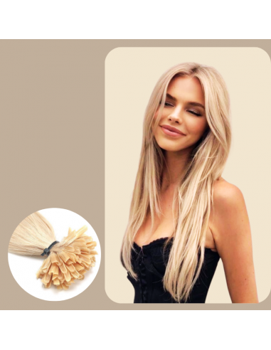 100 Glatte Keratin-Extensions Platinblond Dans la société mordern