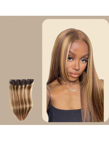 Clip Extension Straight Kastanienbraun Kettenstich Blond Mono Band Maxi Volume solde