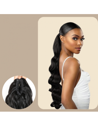 Pferdeschwanz Ponytail Dunkelbraun mit Pinzette Natural Remy Hair Body Wave soldes