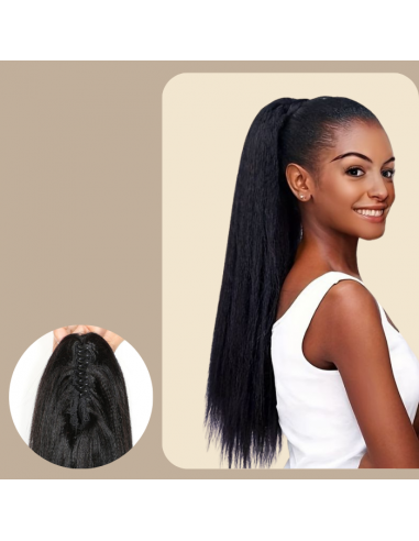 Pferdeschwanz Ponytail Dunkelbraun mit Klammer Natur Remy Hair Yaki Straight 50% de réduction en Octobre 2024