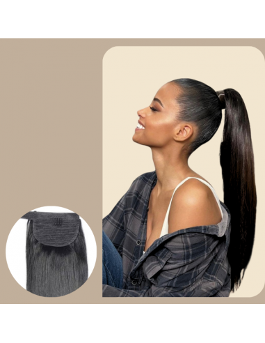 Pferdeschwanz Ponytail Dunkelbraun Zauberband Remy Hair Straight la livraison gratuite