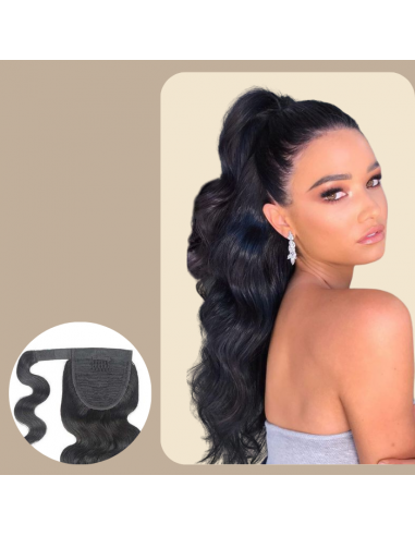 Pferdeschwanz Ponytail Dunkelbraun Magisches Band Remy Hair Body Wave de pas cher