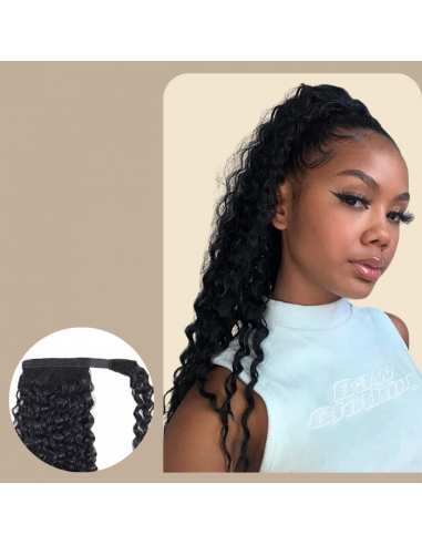 Pferdeschwanz Ponytail Dunkelbraun Zauberband Remy Hair Afro Curly france