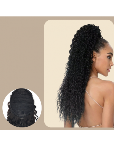 Pferdeschwanz Ponytail Dunkelbraun Mit Kordel Remy Hair Deep Wave pas chere