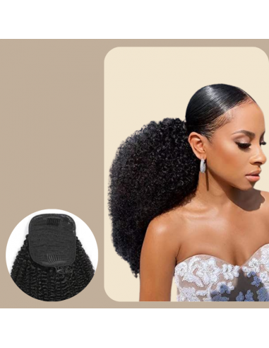 Pferdeschwanz Ponytail Dunkelbraun Mit Kordel Remy Hair Afro Curly commande en ligne