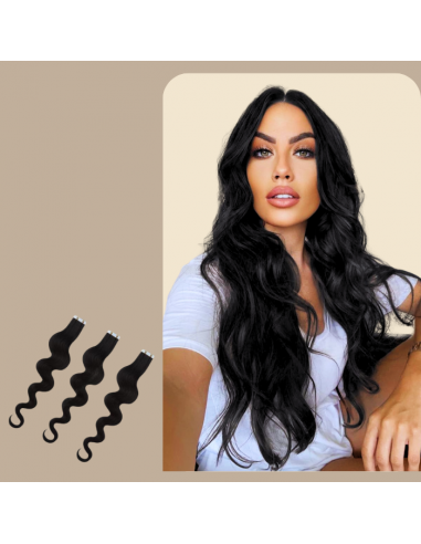 Extensiones adhesivas onduladas Negro en linge